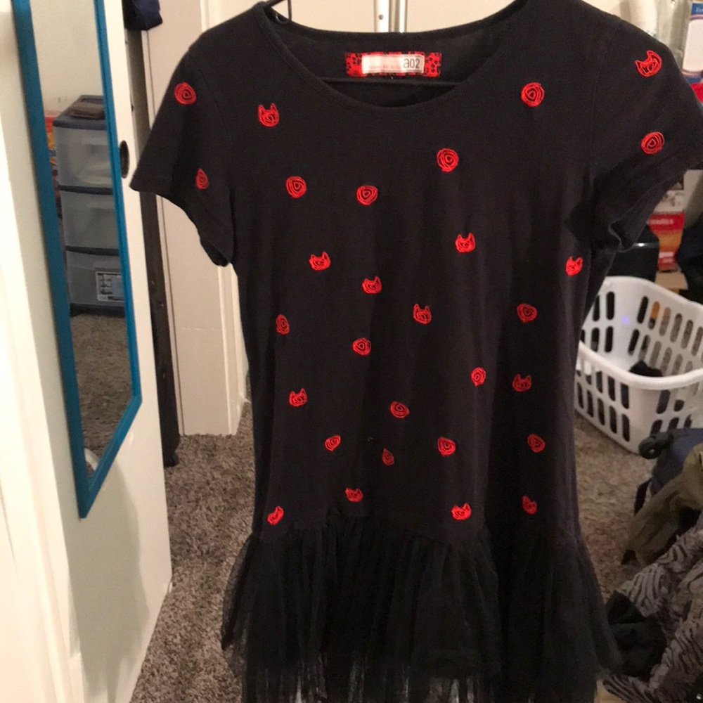 Black and red cats summer dress